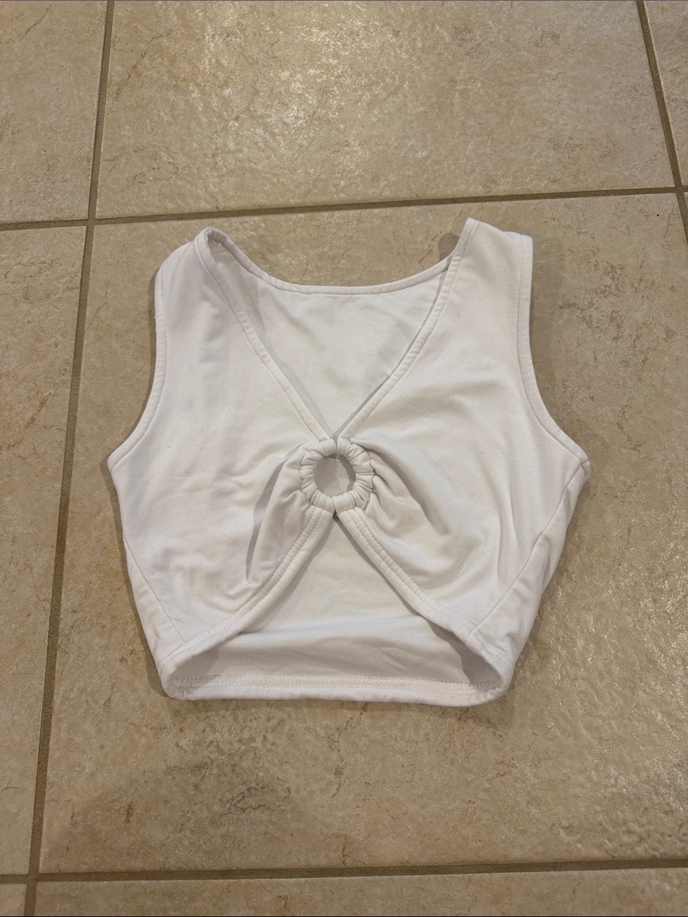 Amazon White Twist-Ring Crop Tank Top